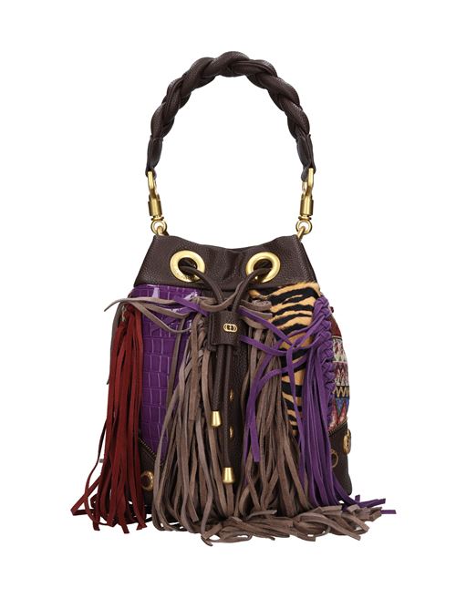Borsa Samatha Angle in ecopelle e tessuto LA CARRIE | 142C-EM-900-SCTMARRONE SCURO